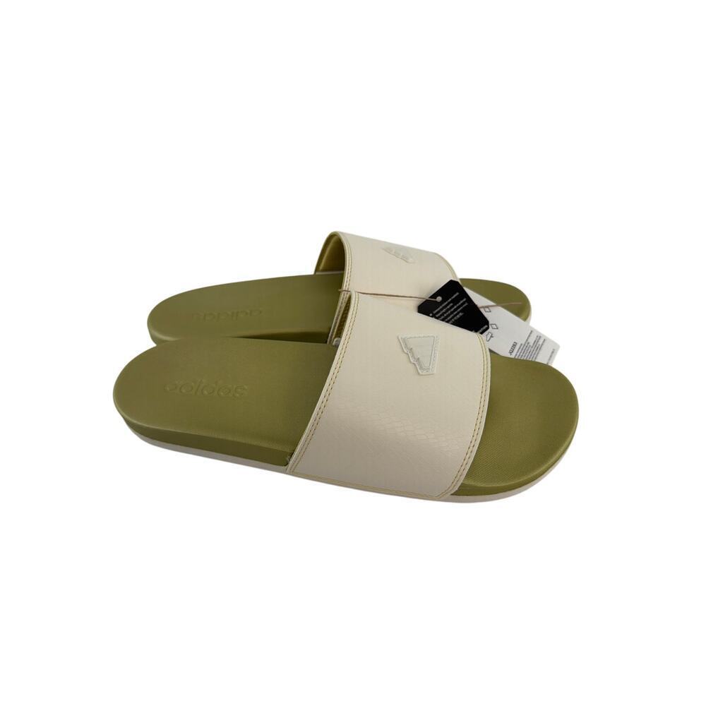 Adidas Unisex White Gold Metallic Adilette Comfort Slide Sandals Size M10 W11 - Picture 4 of 11